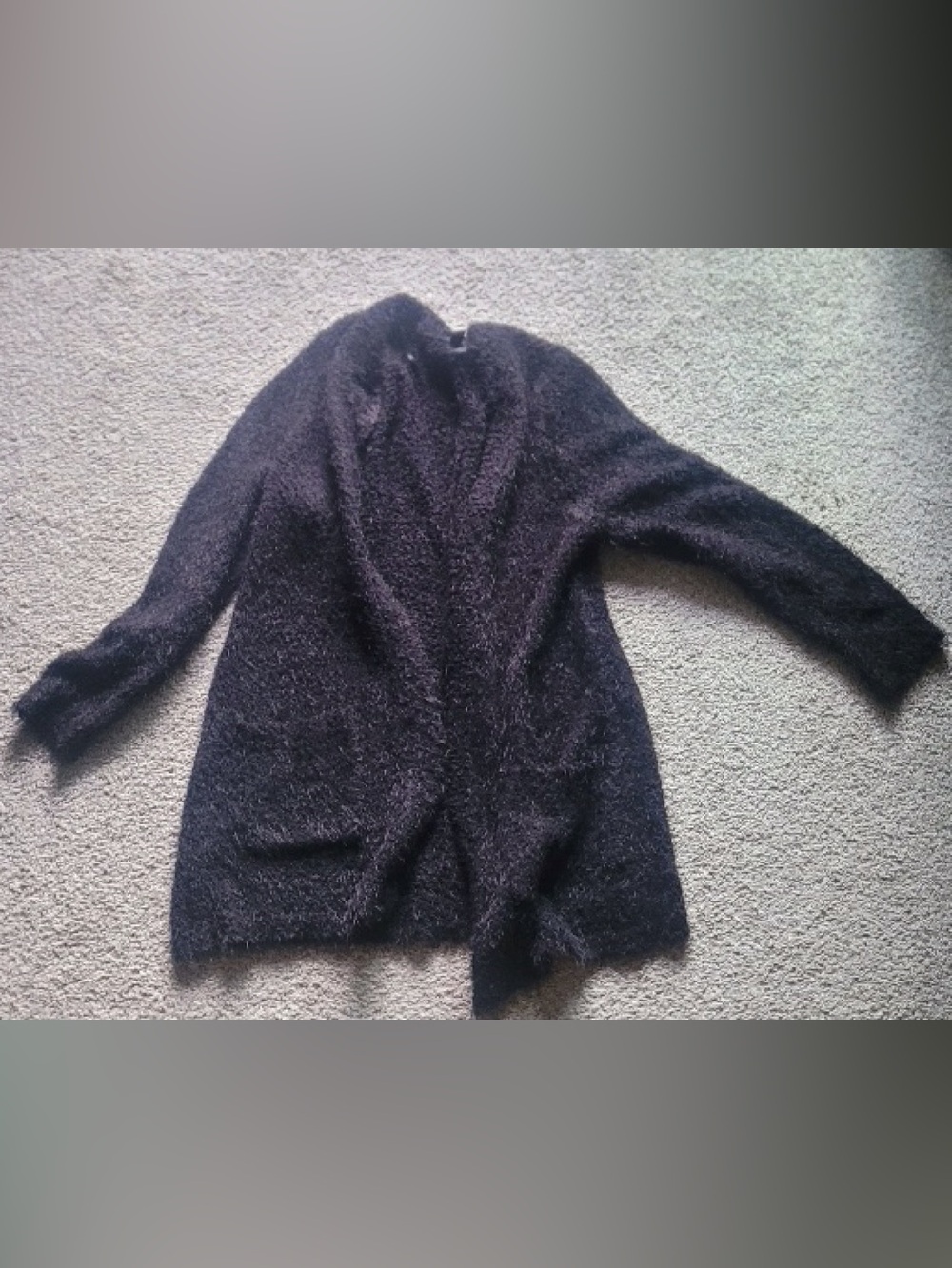 Rare Black fuzzy Open-Front Women's Cardigan Sweater - Picture 11 of 11